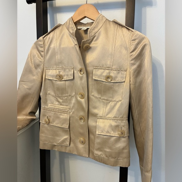 Banana Republic cotton/silk blend Gold Women's Jacket. Gorgeous! Size 2P - Picture 3 of 16